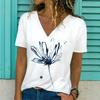 Summer Women Short Sleeve V-neck Oversized T-Shirt for Women White Fashion Ladies T-shirt 3d Dragonfly Print Top Casual Clothes