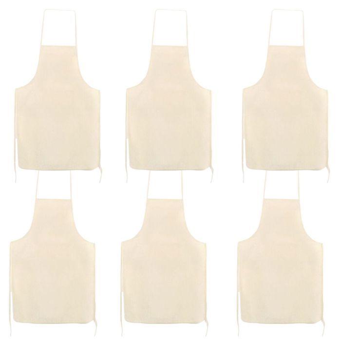 6 tabliers adulte en coton blanc cassé 90 x 60 cm