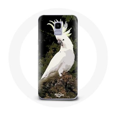 Coque - MANIACASE - Samsung Galaxy A8 2018 - Cacatoes Perroquets - Blanc - Souple