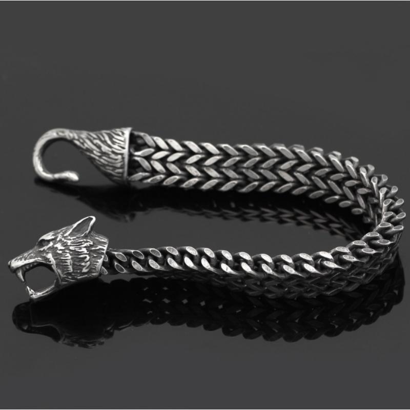 Высококачественный браслет из нержавеющей стали в скандинавском стиле с головой волка викингов, винтажный браслет, мужской ювелирный браслет, подарок
