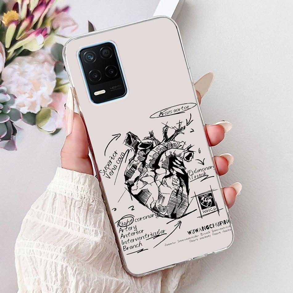 Чехол для телефона Realme 8 5G RMX3241 Realme8 5G Элегантный Цветочный Кот Печать Мягкий Силикон Прозрачный ТПУ Чехлы