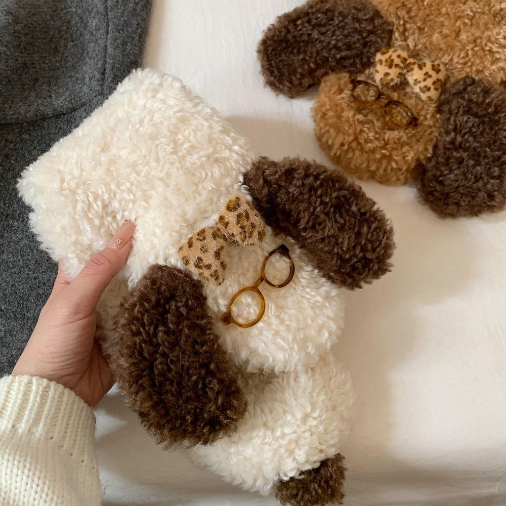 Lamb Plush Scarf Knitted Winter Cashmere Scarves Cute Glasses Puppy Scarf Women/Men