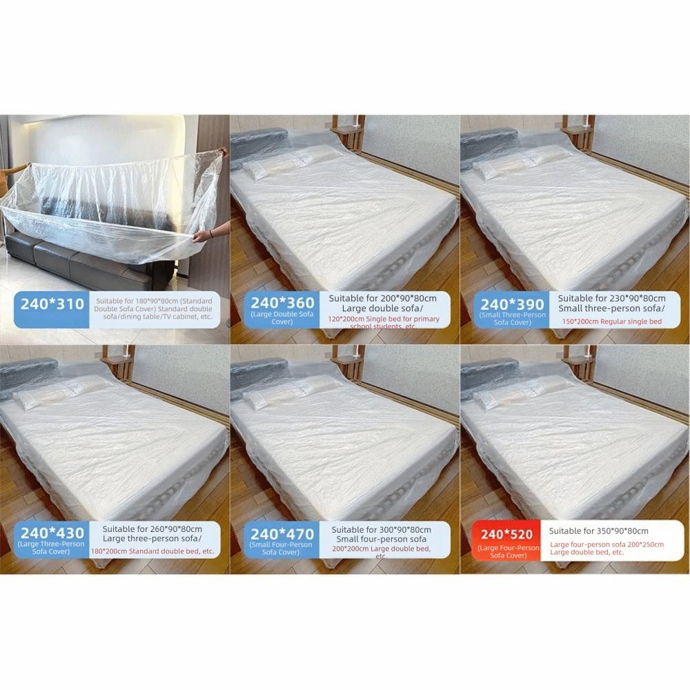 3Pcs Waterproof Disposable Bed Dust Cover Transparent Appliances Masking Film Home Use