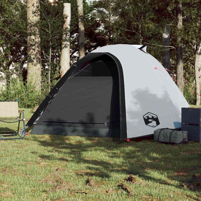 VidaXL Tente de Camping 4 Personnes, Tente d'Ombrage avec Sac, Auvent Portable avec Parois Latérales pour Randonnée, Blanc 94338