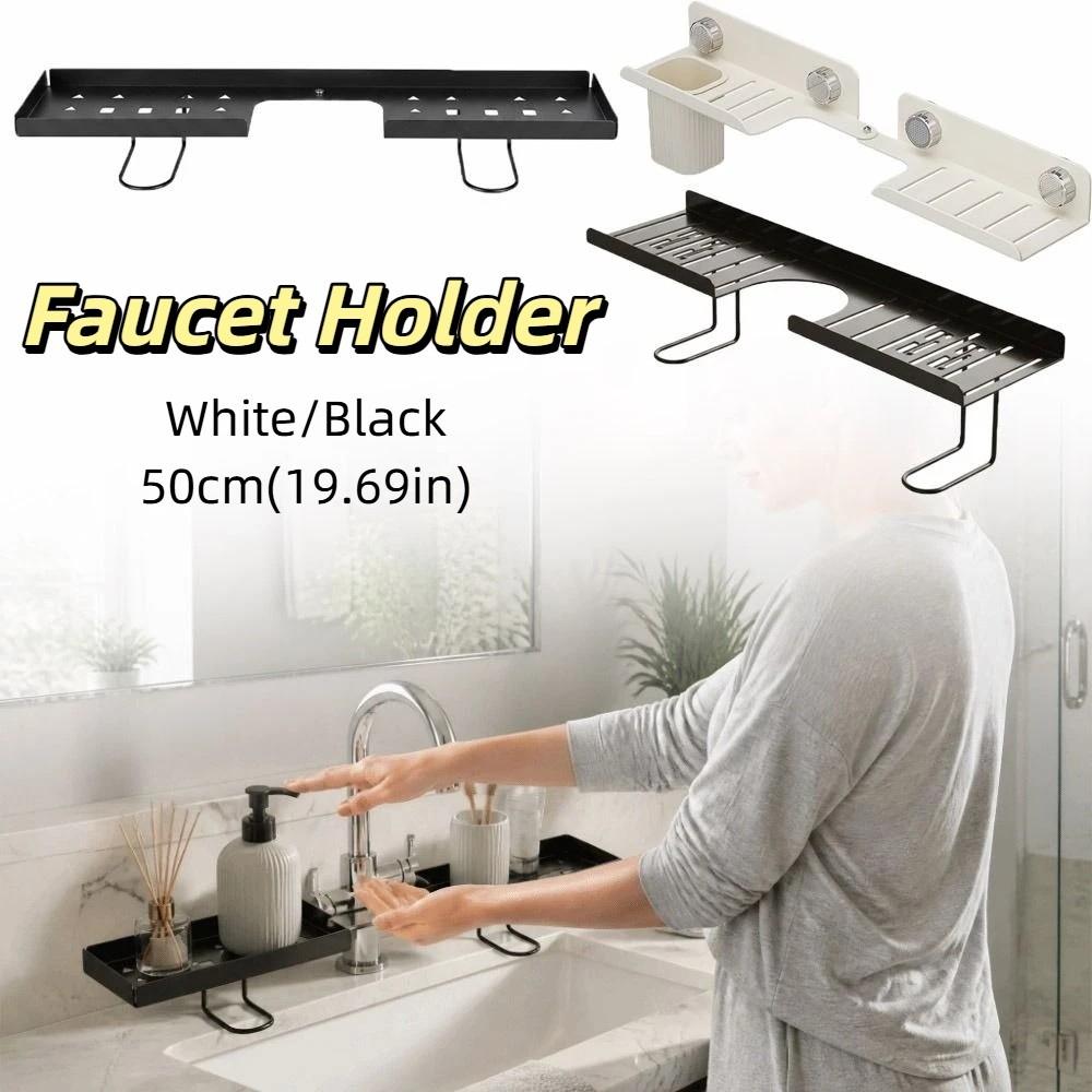 Vertical Bathroom Faucet Storage Rack No-Drilling Skincare Storage Rack Skincare Storage