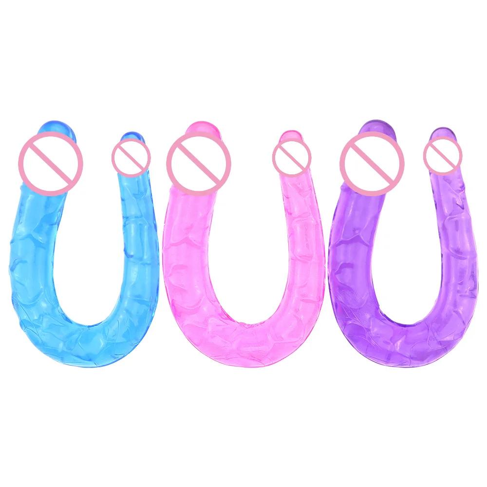 Двусторонний реалистичный дилдо гибкие дилдо длинный член для двухсторонних анальных игр стимулятор точки G секс-игрушки для женщин пара