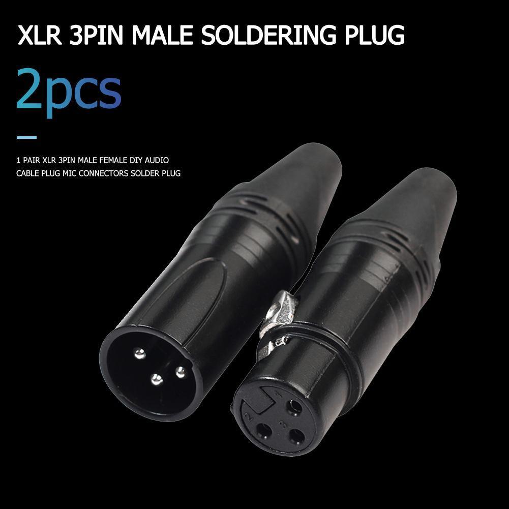2pcs 3Pin XLR Female Male Microphone Audio Cable Plug DIY Connectors Adapters