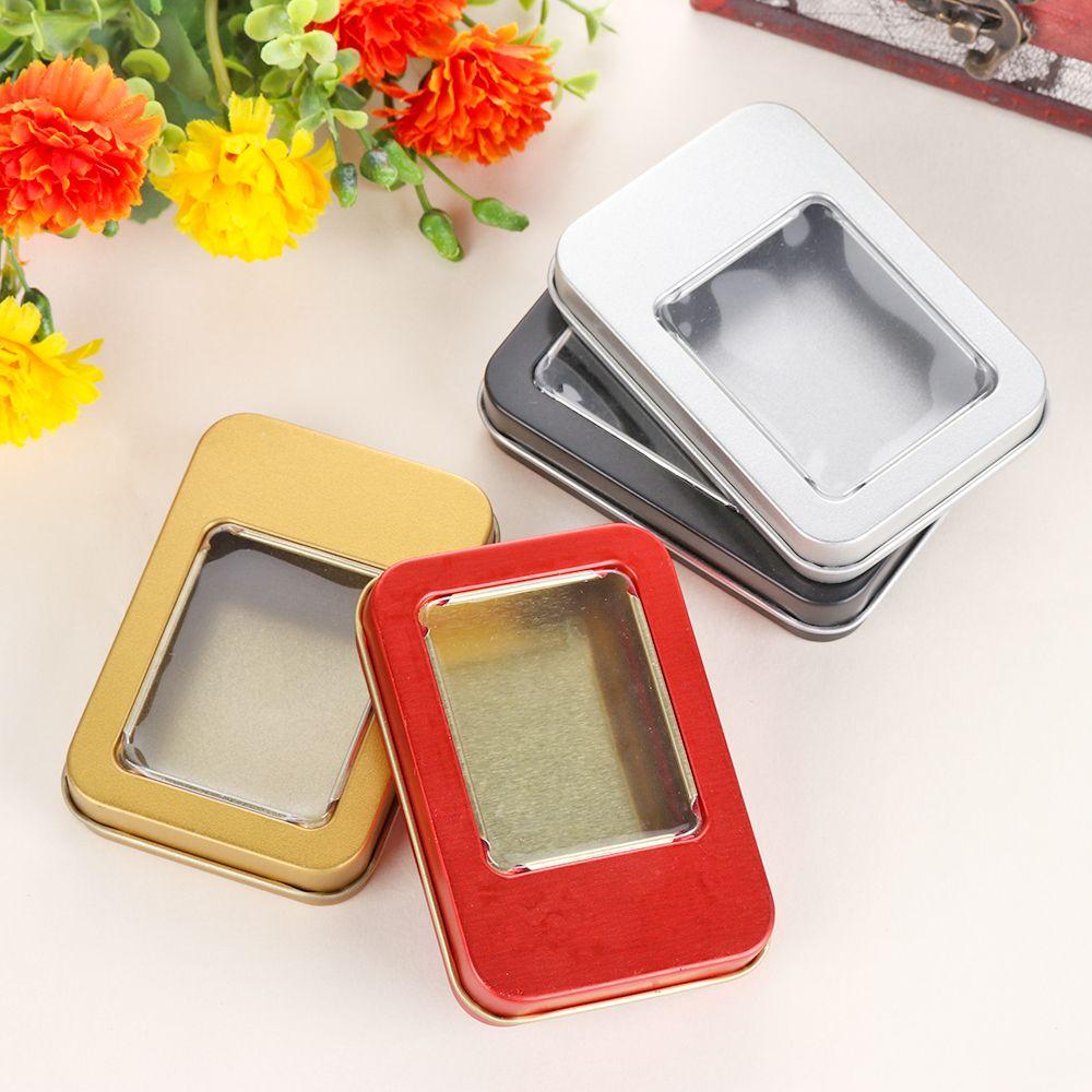 Rectangular Candy Coin Key Storage Boxes Jewelry Dampproof Containers Metal Tin Can Box