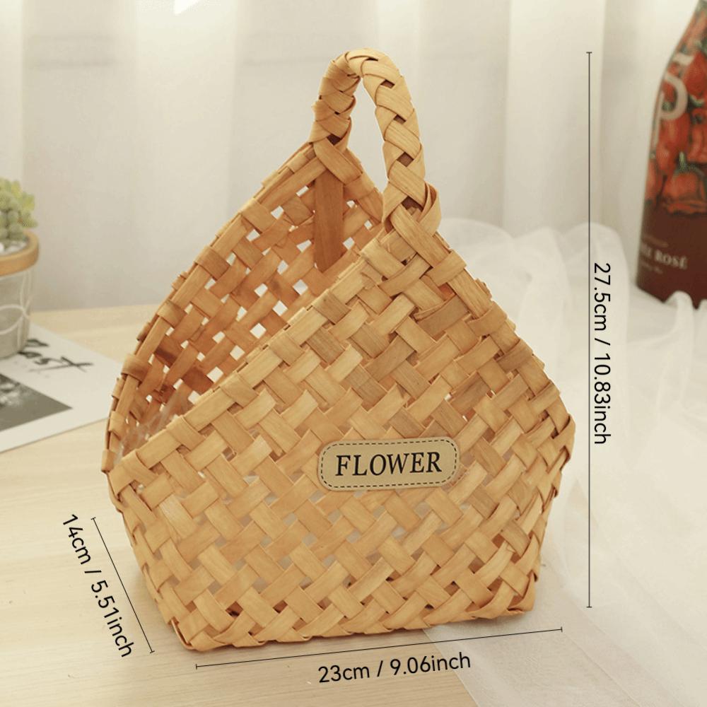 Wood Chips Wicker Basket Woven Basket Storage Basket Fashionable Flower Girl Basket Photo Props