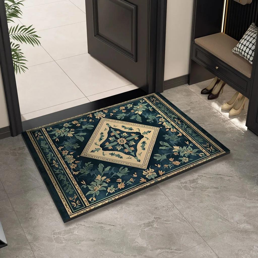 Vintage Persian-Style Doormat Collection Retro Floral Pattern Non-Slip Entryway Rug Classic Elegance Home Decor