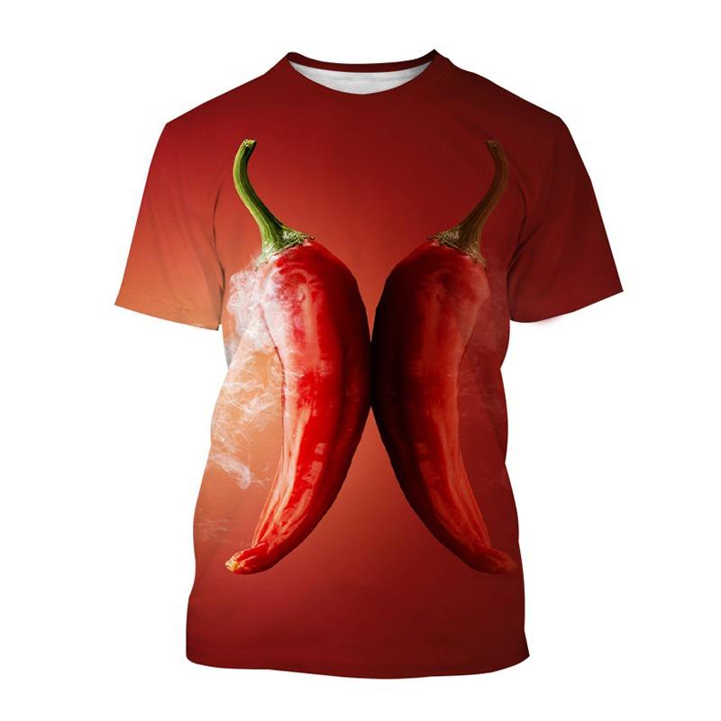 Chili Vegetable 3D Print T-shirt Streetwear Men Women Summer Short Sleeve T Shirts Oversized Harajuku Tees Tops Kids Clothing