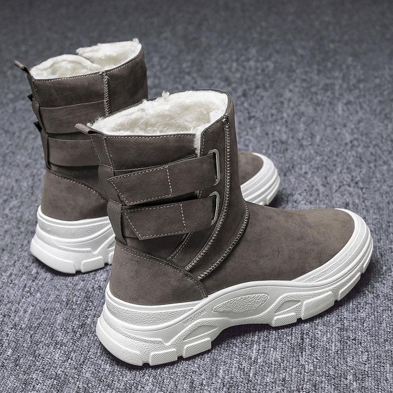 Fashion High-top Snow Boots Men's Winter Plus Velvet Thick Warm Non-slip Cotton Shoes Male Students Fashion Casual Platform Short Boots