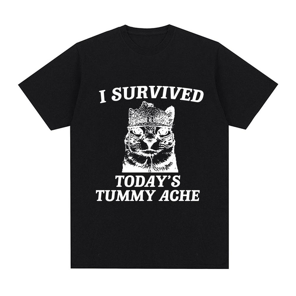 Camiseta con estampado creativo de gato divertido para mujer ropa de calle informal ropa suave de veranoI Survived Todays