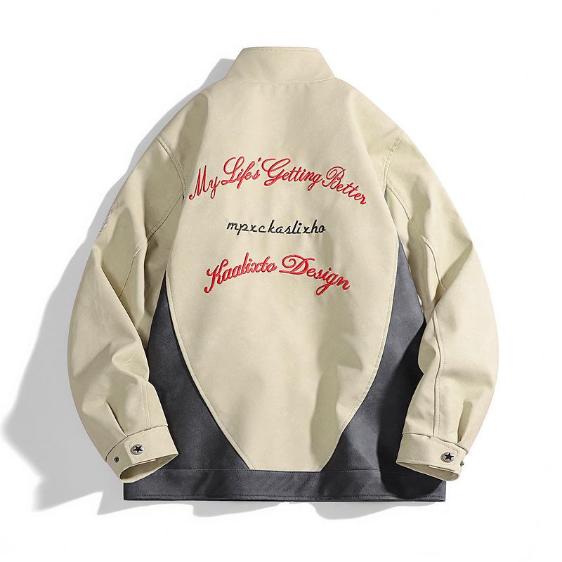 Мужская куртка из искусственной кожи Ретро мотоциклетный костюм Мужская кожаная куртка Куртка из искусственной кожи Свободная куртка