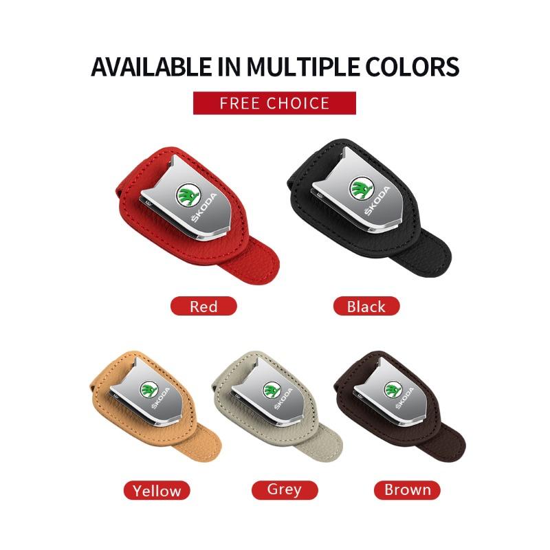 Автомобильный солнцезащитный козырек, коробка для очков, зажим для солнцезащитных очков, держатель для карт и билетов, подставка для Skoda Fabia Kodiaq Kamiq Superb Yeti Octavia Enyaq Rapid Karoq Derivati