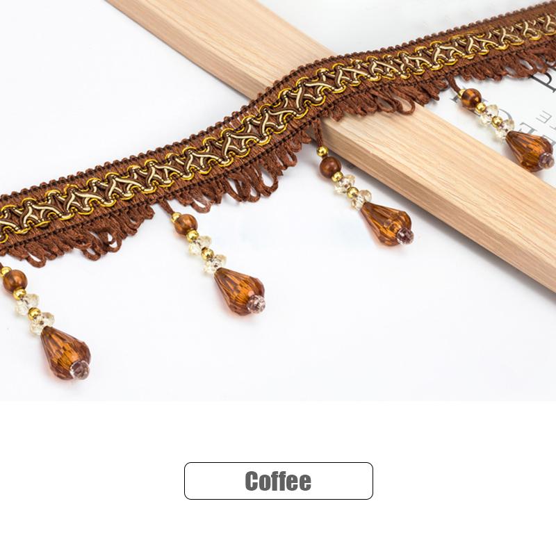 11.5 Meter Curtain Tassel Trim Pumpkin Crystal Bead Ribbon For Sewing Curtain Fringe Macrame Decoration Upholstery Fabric