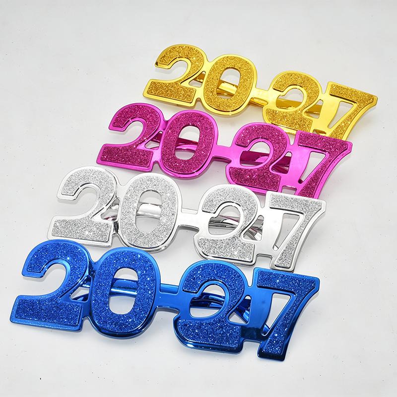 2027 Блестящие Очки с Цифрами для Вечеринки Сияющая Поверхность Разноцветные Варианты для Празднования Нового Года Реквизит для Фотобудки