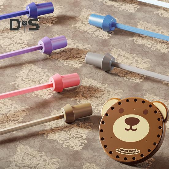 Kids Bear Rope Untangling Game Logic Thinking Focus Training Rope Board Game Parent-children Interactive Educational Colorful Elastic Rope Unhitching