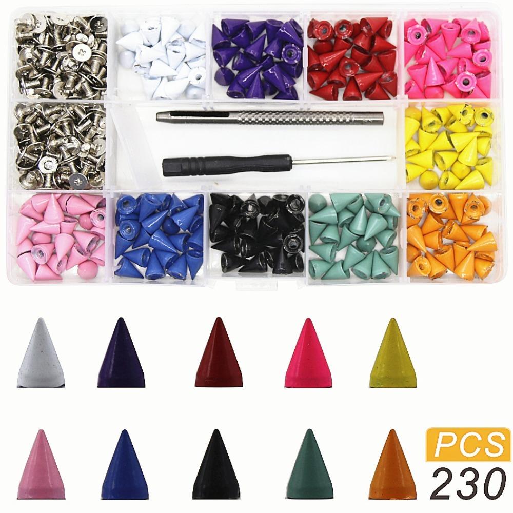 Colorful Leather Spikes Kit 10mm Solid Rivets Clothing Studs Punk Bullet DIY Crafts