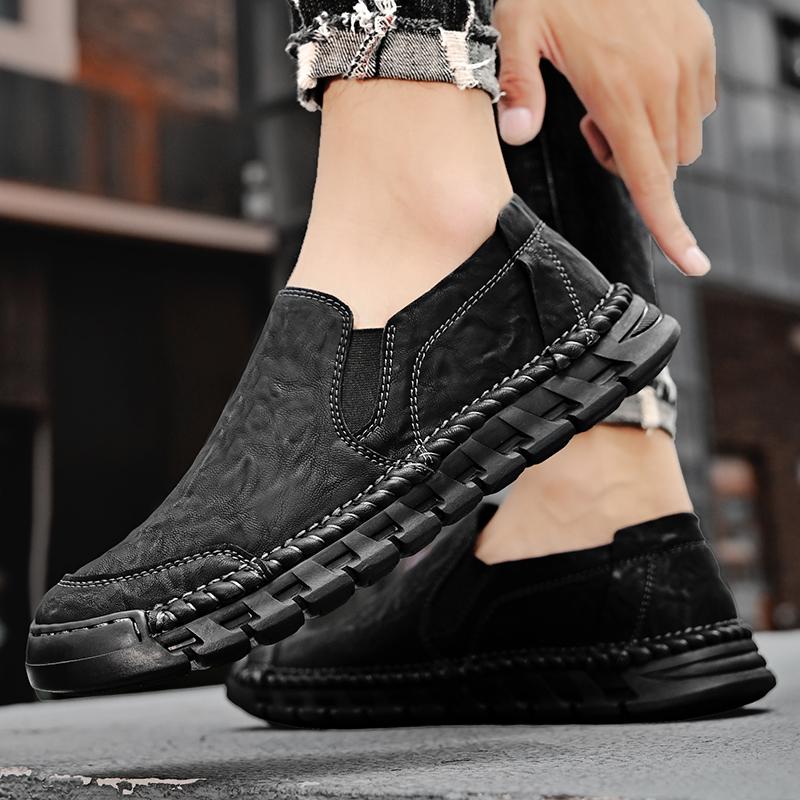 Мужская повседневная обувь из натуральной кожи ручной работы. Удобные мокасины. Мужская деловая обувь на плоской подошве.