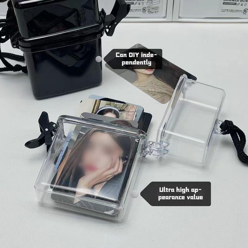 Ins Idol Photocards Storage Box Kpop Idol Photo Card Holder Boxes Kawaii Album Case Container Portable Sleeve Storage Box
