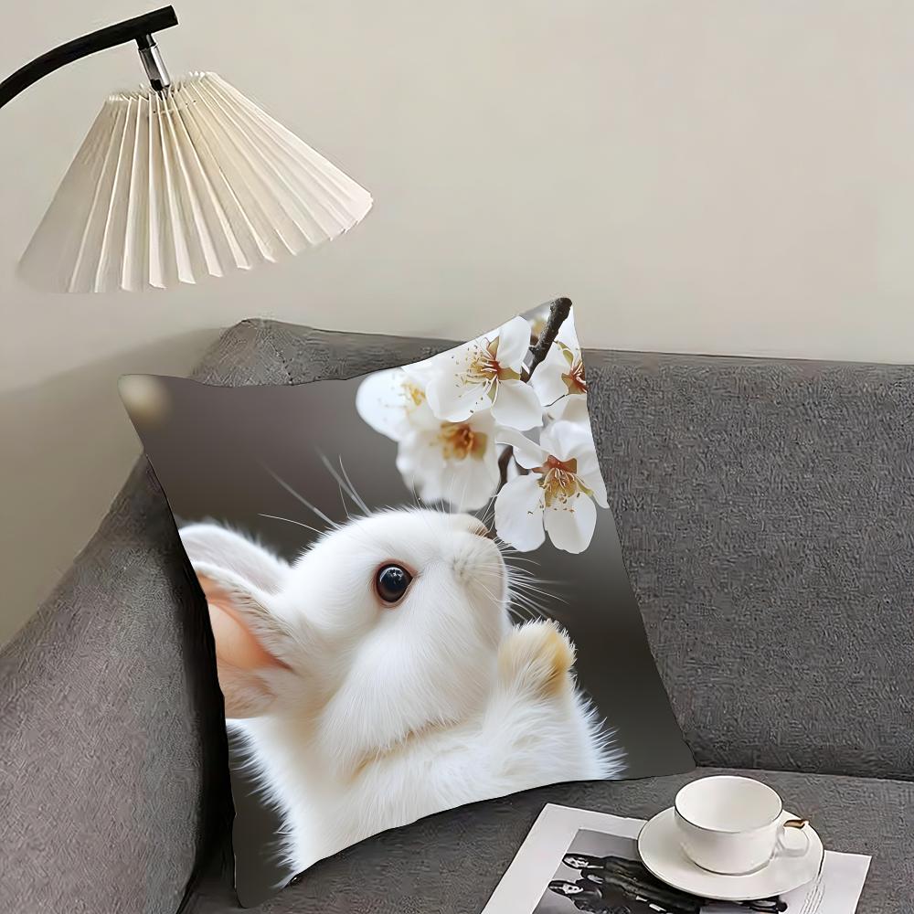 Rabbit Cute Cushion Cover Pillowcase Ultra Soft Skin Friendly Fabric Cloud Like Comfort Concealed Zipper