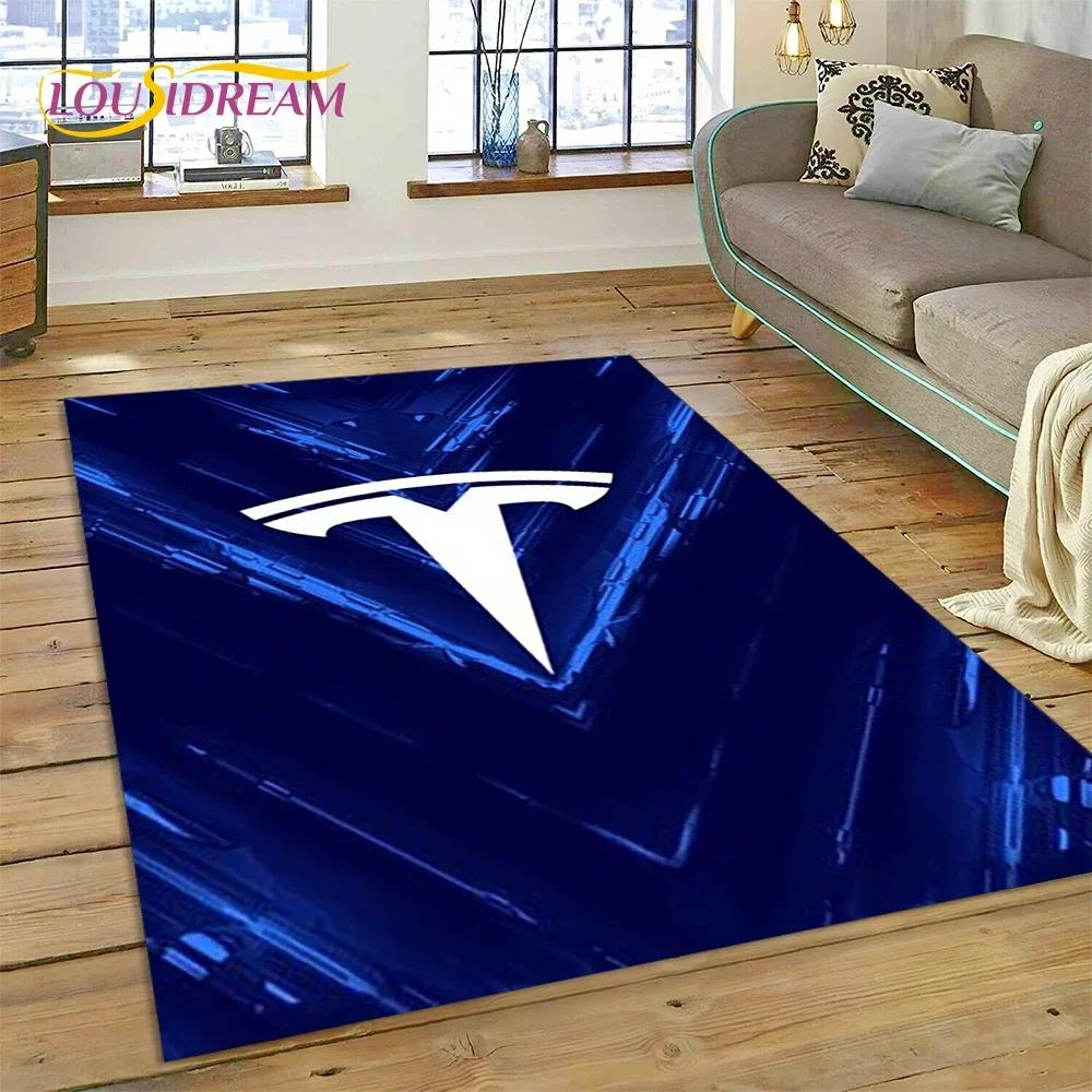 3D Печать Ковер с Логотипом Автомобиля Tesla для Спальни Гостиной Домашнего Дивана Декор, Игровой Большой Декоративный Коврик для Пола, Нескользящий
