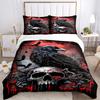 3pcs Crow and Skull Printed Duvet Cover Set (1 * Cover+2 * Pillowcase, Without Core), Suitable for Home Bedroom, Guest Room, Dormitory Decoration