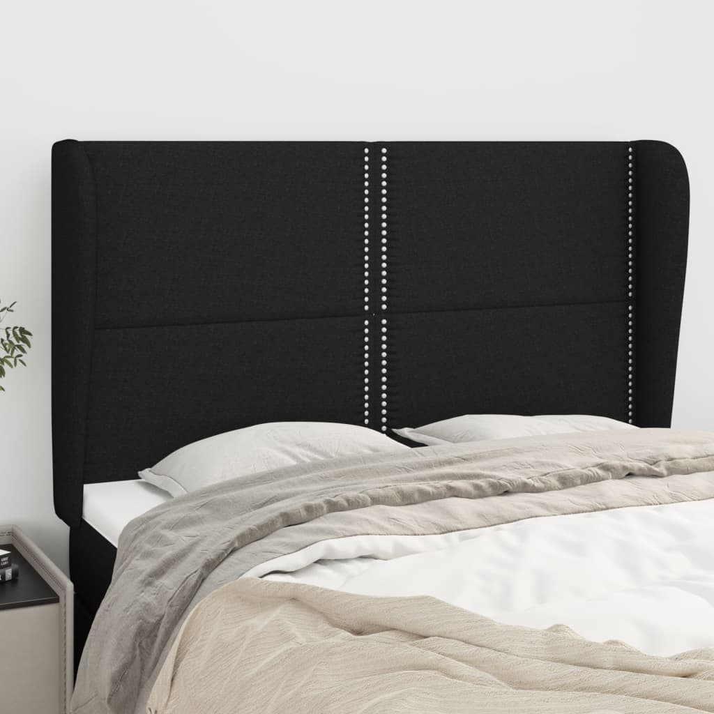 Headboard with Ears Black 147 x 23 x 118 128 cm Fabric