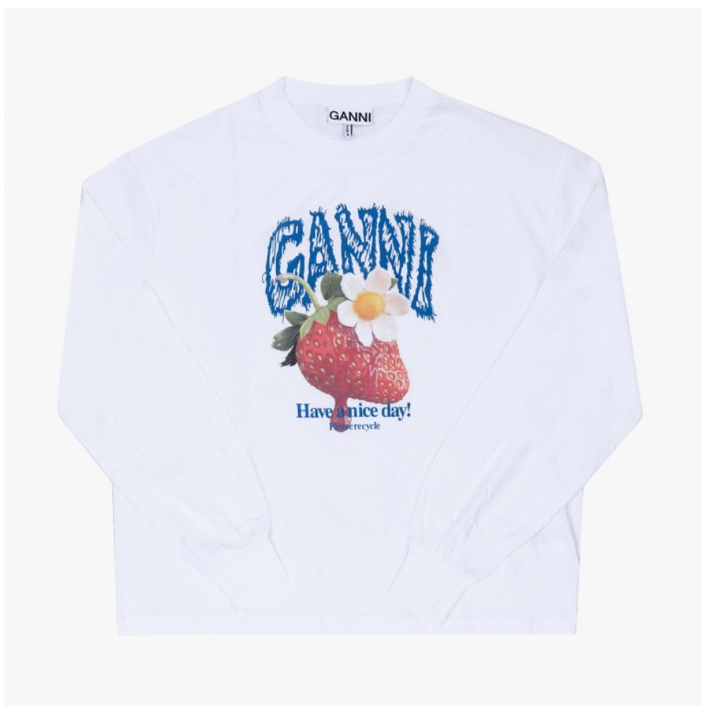 Ganni Women Long Sleeve T shirT sTrawberry Logo A1050241 151