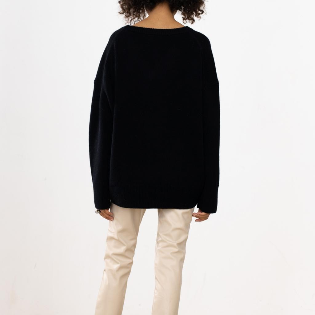 GMXIA Осенне-зимний свитер с V-образным вырезом, свободные длинные рукава