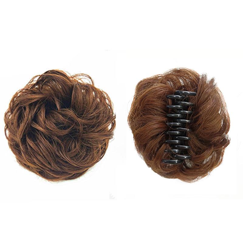 Synthetic Messy Hair Piece Daily Use Chignon Scrunchies Fake Elastic Hairpiece Brown Donut Bun For Women