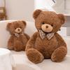 Kawaii Bow Tie Bear Doll Plush Toy Brown Hug Pillow for Home Living Room Bedroom Birthday Gift Soft Stuffed Bear
