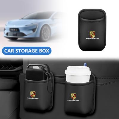 Кожаный автомобильный ящик для хранения стаканов Держатель стакана в двери автомобиля Настольная подставка для напитков на заднее сиденье Для Cayenne Panamera Macan 911 Cayman
