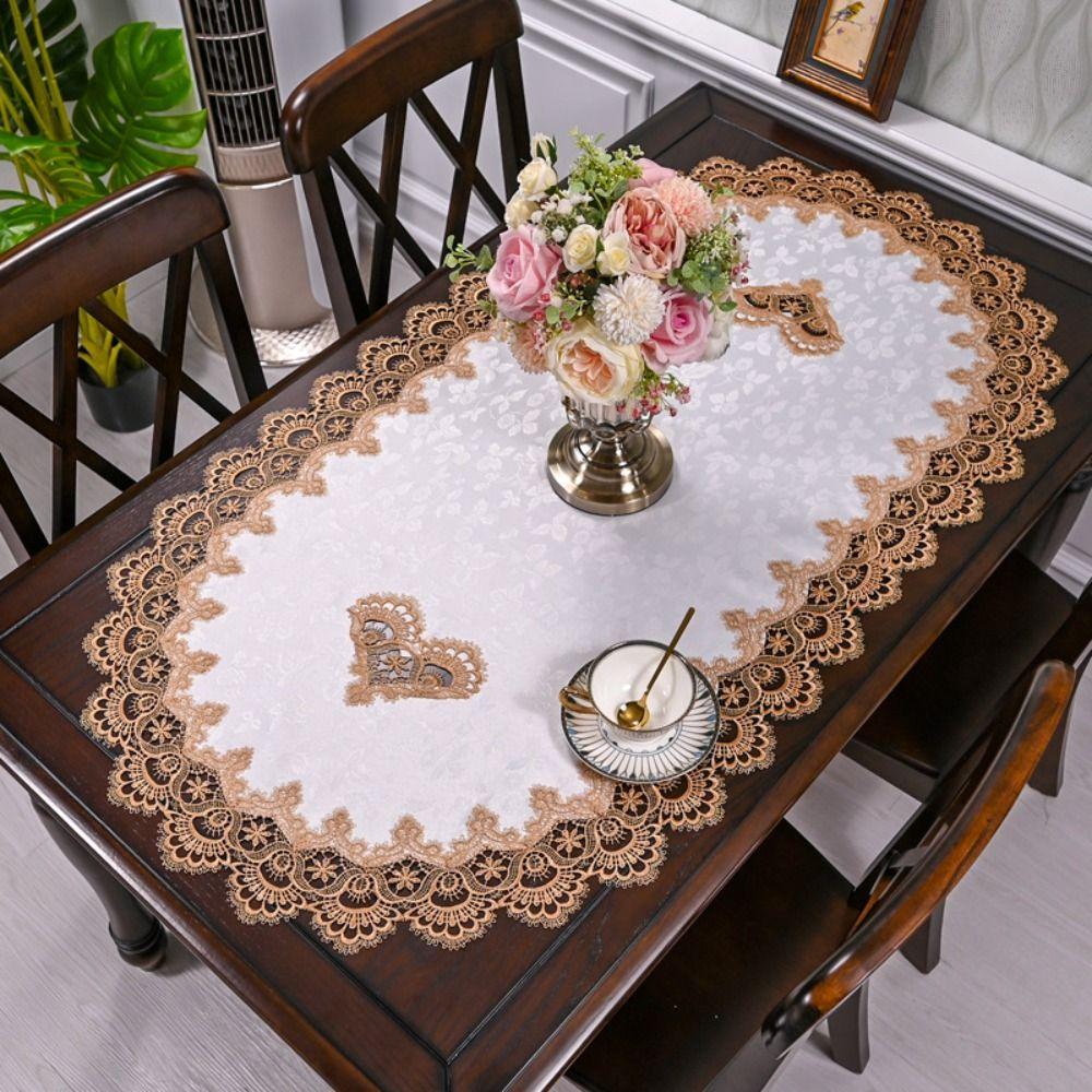 Vintage Tea Table Cover Flower Embroidery Europe Dining Tablecloth  Living Room