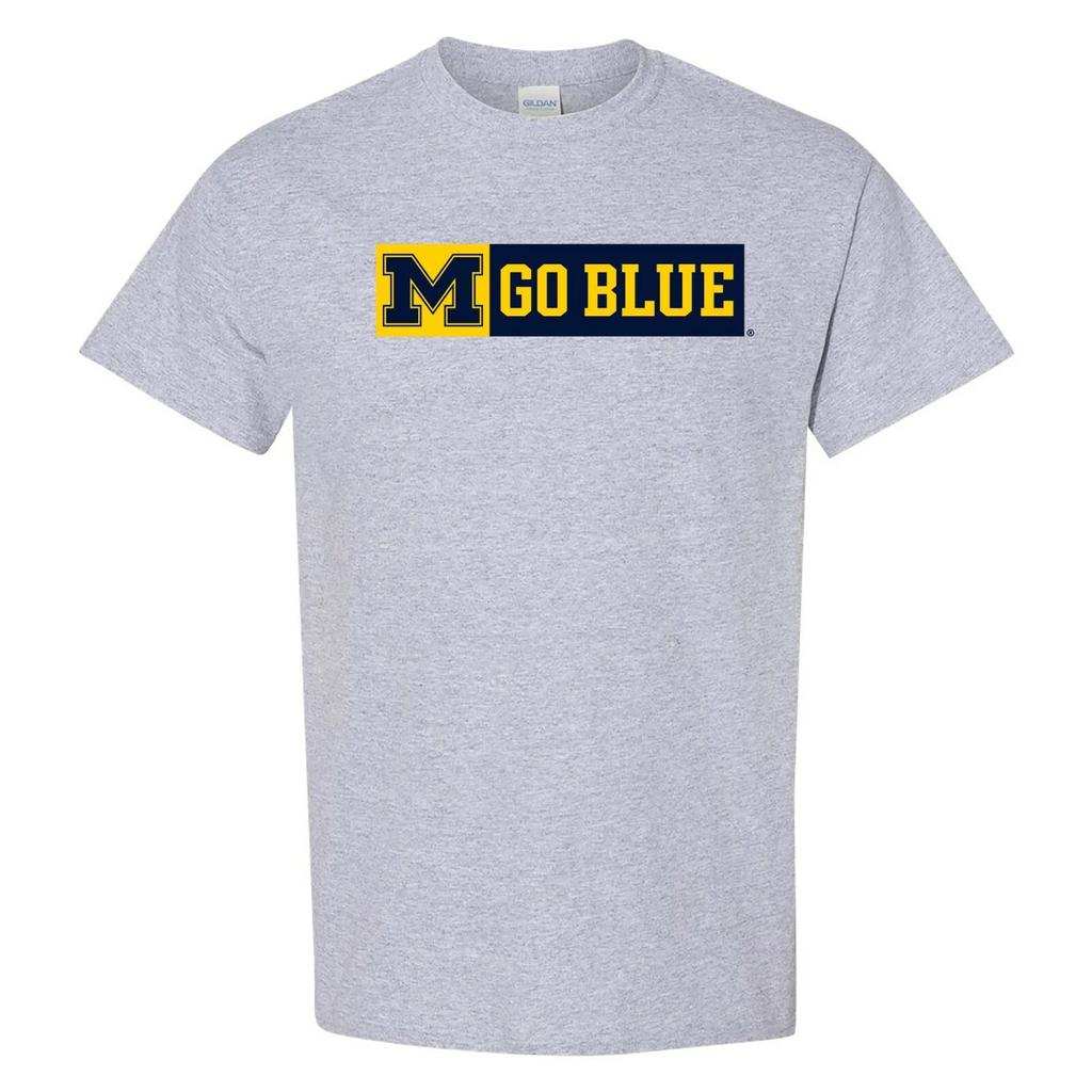 Michigan Secondary Wordmark Go Blue T-Shirt - Sport Grey