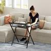 70 Cm Folding Computer Desk With Monitor Shelf Black
