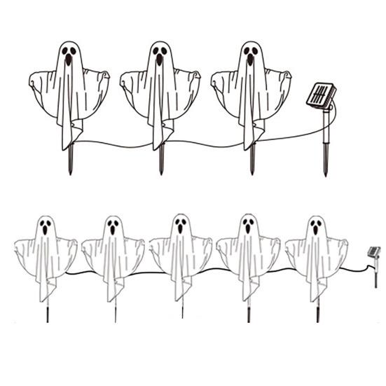 Waterproof Solar Ghost Lights with Playful Face Design LED Ghostly Ground Lamps Outdoor Halloween Decorations for Yard Garden Pathway