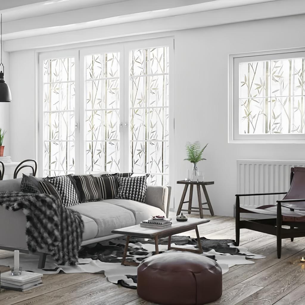 Пленка для стекла с рисунком бамбука, электростатическая, без клея, матовая, стеклянная наклейка, для ванной, туалета, оконная пленка, офисное украшение, светопропускающая, непрозрачная