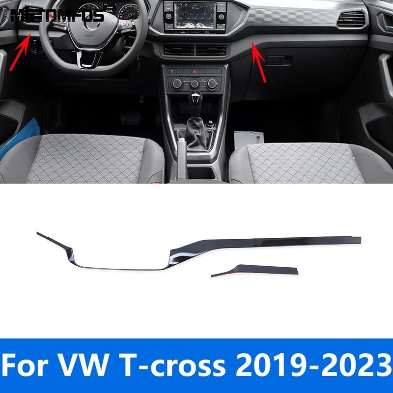 Interior Accessories For Volkswagen VW T-cross Tcross Steel Center Console Dashboard Panel Molding Trim