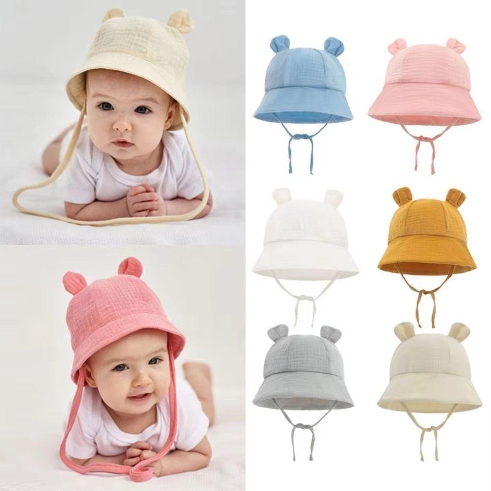 Korean Baby Bucket Hat Cotton Boys Girls Sunhat Cute Baby Bear Ear Hat  Toddler