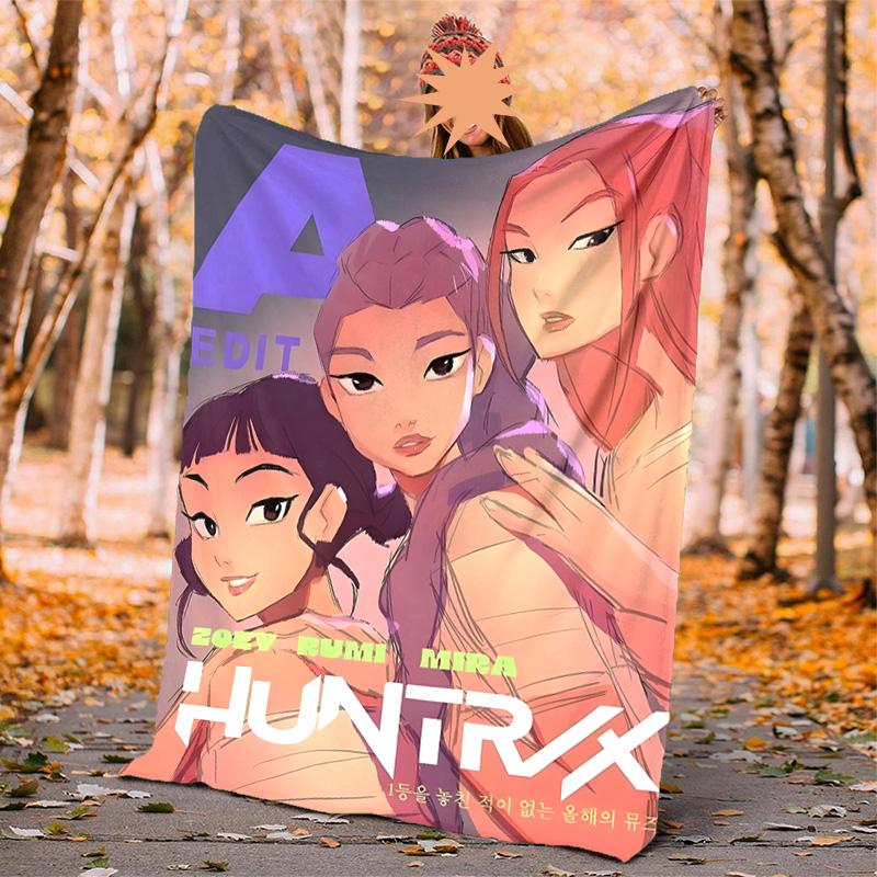 Фланелевое одеяло Kpop Hunter, мягкое, теплое, для всех сезонов, плед, дизайн для кемпинга, автомобильных путешествий, походов, дивана, кровати, офиса, идеальный подарок для вечеринок