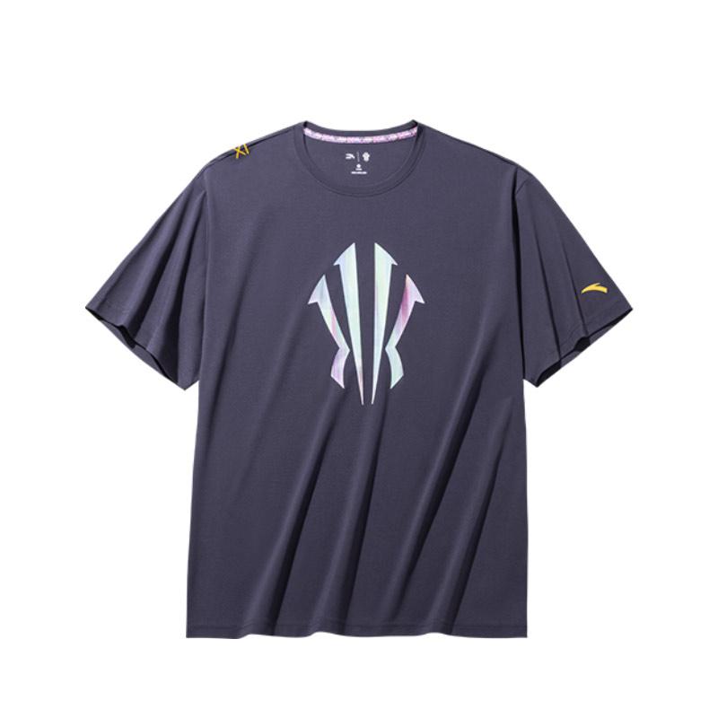 Anta Kyrie Irving Series Letter Round Neck Comfortable Versatile Breathable Short Sleeve T-Shirt Unisex Tops Purple 172431108-5