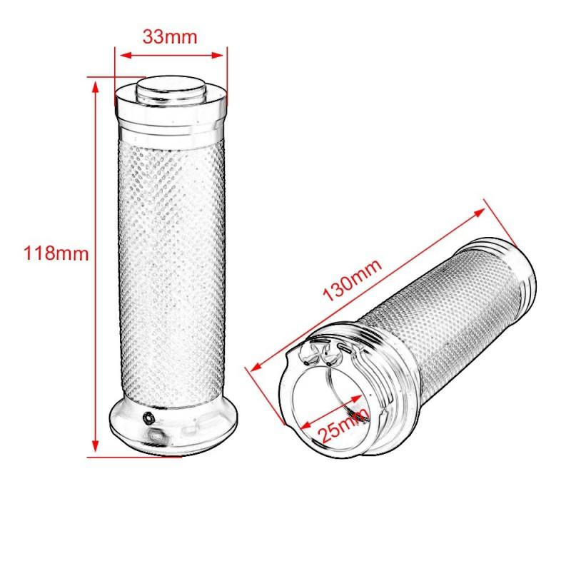 Universal 25mm Motorcycle Handlebar Grips Retro Style Black Rubber Harley Custom Bike