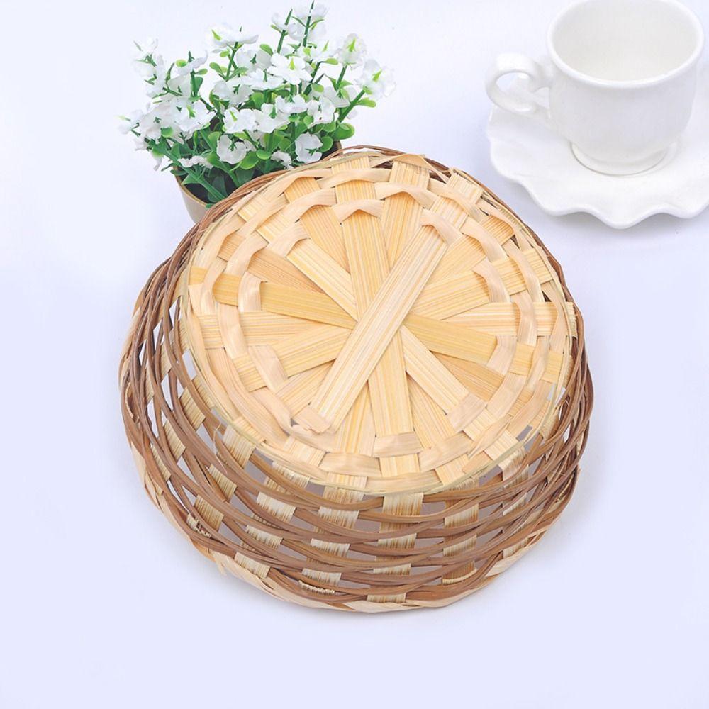 Food Container Fruit Storage Bin Round Shape Bamboo Bread Basket High Quality Rattan Fruit Basket