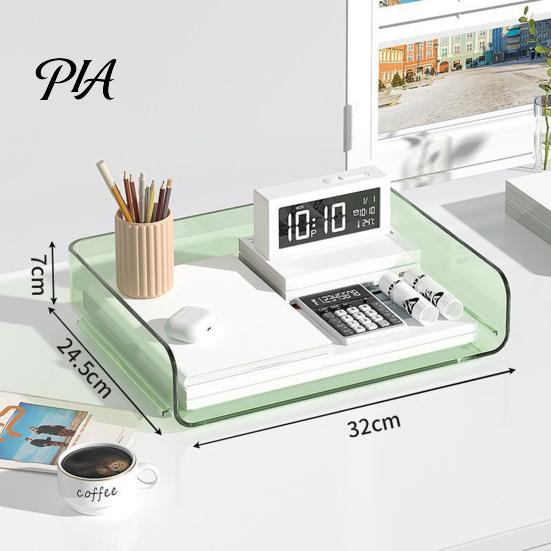 Compact Desk File Tray Large Capacity Organizer for Documents Files Letters A4 Paper Book Notes Mail, Stackable Dormitory Clear Tray, Storage