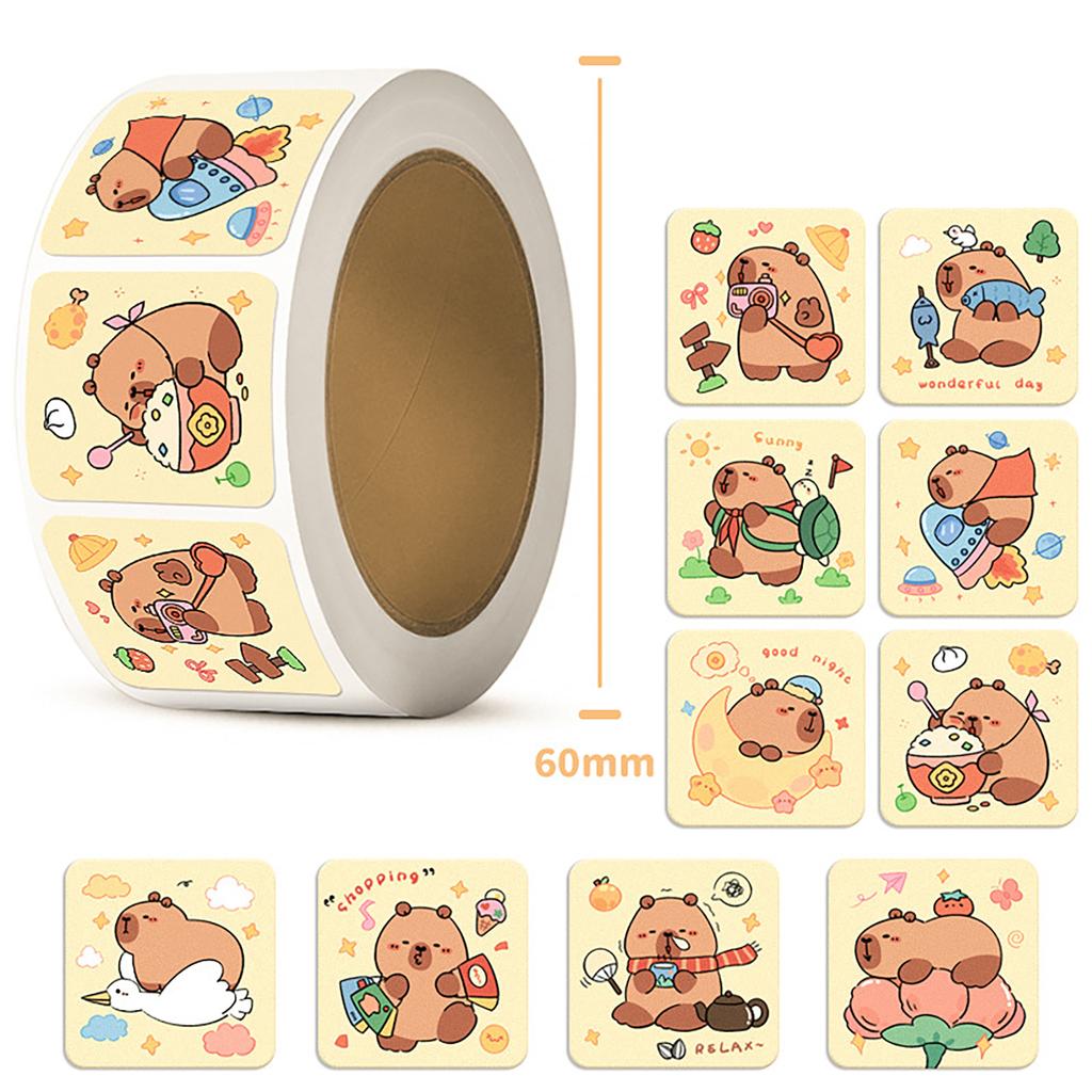 500 шт./рулон симпатичная наклейка капибара водонепроницаемая граффити эстетическая декоративная сумка для ноутбука чашка телефон дневник детские наклейки игрушка
