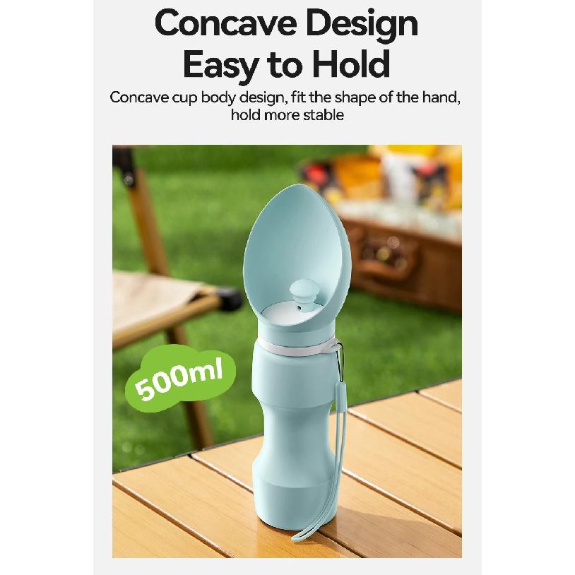 ROJECO Pet Water Bottle For Dog Cat Qutdoor Walking Leakproof Water Mug Portable Soft Silicone Foldable Travel Drinking Bowl Cup