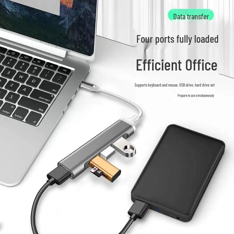 Мини-хаб USB 3.0 Type-C, алюминиевый: Док-станция-разветвитель на 4 порта
