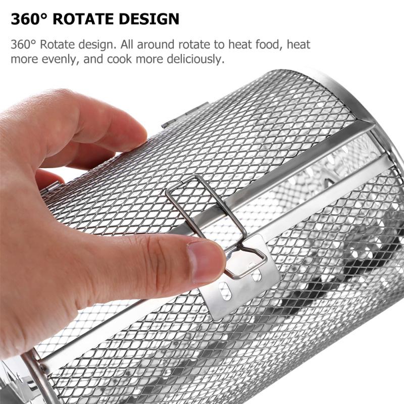 Stainless Steel Grill Rotisserie Oven For Kitchen Fry Basket Coffee Bean Grilled Cage Drum Rack Air Fryer Accessories Universal